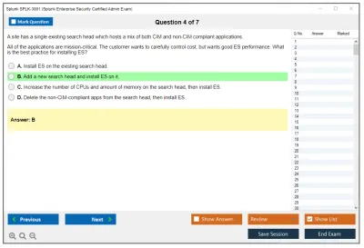 Splunk SPLK-3001 Splunk Enterprise Security Certified Admin Exam Practice test exam simulator test engine exam Prep practice test questions answers Image 4