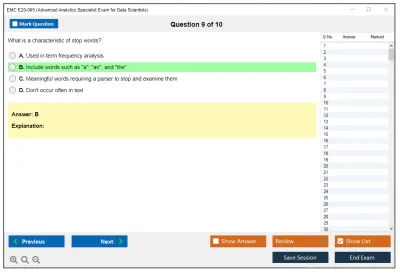 EMC E20-065 Advanced Analytics Specialist Exam for Data Scientists Practice test exam simulator test engine exam Prep practice test questions answers Image 9