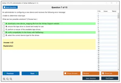 Veritas VCS-278 Administration of Veritas NetBackup 8.1.2 Practice test exam simulator test engine exam Prep practice test questions answers Image 7