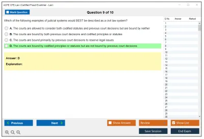 ACFE CFE-Law Certified Fraud Examiner (CFE) - Law Practice test exam simulator test engine exam Prep practice test questions answers Image 9