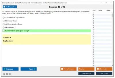 Databricks Databricks-Certified-Professional-Data-Scientist Databricks Certified Professional Data Scientist Exam Practice test exam simulator test engine exam Prep practice test questions answers Image 10