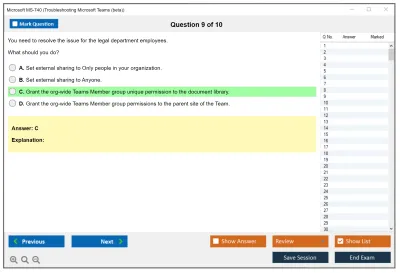 Microsoft MS-740 Troubleshooting Microsoft Teams Practice test exam simulator test engine exam Prep practice test questions answers Image 9