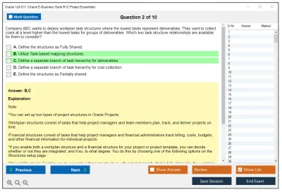 Oracle 1z0-511 Oracle E-Business Suite R12 Project Essentials Practice test exam simulator test engine exam Prep practice test questions answers Image 2