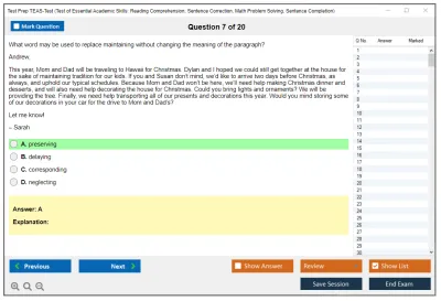 Test Prep TEAS-Test Test of Essential Academic Skills: Reading Comprehension, Sentence Correction, Math Problem Solving, Sentence Completion Practice test exam simulator test engine exam Prep practice test questions answers Image 7