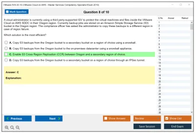 VMware 5V0-33.19 VMware Cloud on AWS - Master Services Competency Specialist Exam 2019 Practice test exam simulator test engine exam Prep practice test questions answers Image 8