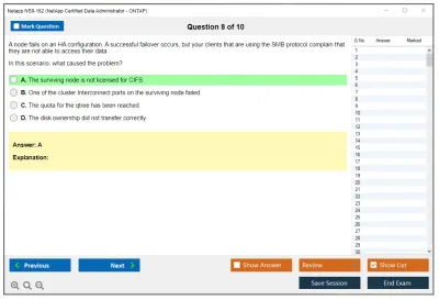 Netapp NS0-162 NetApp Certified Data Administrator (ONTAP) Practice test exam simulator test engine exam Prep practice test questions answers Image 8