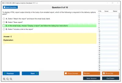 IBM C1000-065 IBM Cognos Analytics Developer V11.1.x Practice test exam simulator test engine exam Prep practice test questions answers Image 8