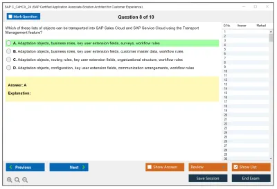 SAP C_C4HCX_24 SAP Certified Associate - Solution Architect - SAP Customer Experience Practice test exam simulator test engine exam Prep practice test questions answers Image 8