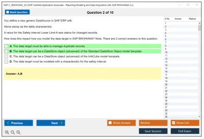 SAP C_BW4HANA_20 SAP Certified Application Associate - Reporting Modeling and Data Acquisition with SAP BW/4HANA 2.x Practice test exam simulator test engine exam Prep practice test questions answers Image 2