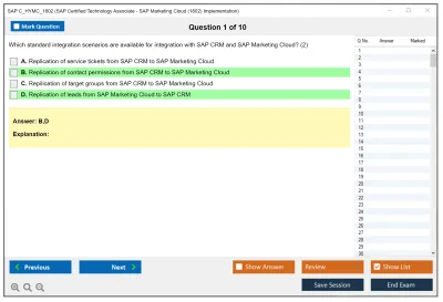 SAP C_HYMC_1802 SAP Certified Technology - SAP Marketing Cloud (1802) Implementation Practice test exam simulator test engine exam Prep practice test questions answers Image 1