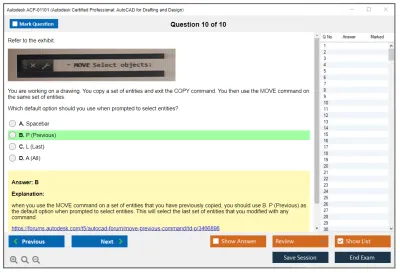 Autodesk ACP-01101 Autodesk Certified Professional in AutoCAD for Design and Drafting Practice test exam simulator test engine exam Prep practice test questions answers Image 10