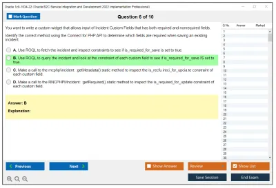 Oracle 1z0-1034-22 Oracle B2C Service Integration and Development 2022 Implementation Professional Practice test exam simulator test engine exam Prep practice test questions answers Image 6