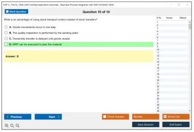 SAP C_TS410_1809 SAP Certified Application Associate - Business Process Integration with SAP S/4HANA 1809 Practice test exam simulator test engine exam Prep practice test questions answers Image 10