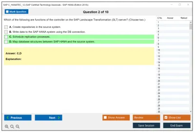 SAP C_HANATEC_12 SAP Certified Technology Associate - SAP HANA (Edition 2016) Practice test exam simulator test engine exam Prep practice test questions answers Image 2