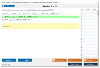 SAP C_EPMBPC_11 SAP Certified Application Associate - SAP Business Planning and Consolidation 10.1 and 11.0 Practice test exam simulator test engine exam Prep practice test questions answers Image 10