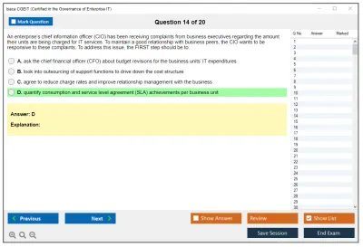 Isaca CGEIT Certified in the Governance of Enterprise IT Exam Practice test exam simulator test engine exam Prep practice test questions answers Image 14