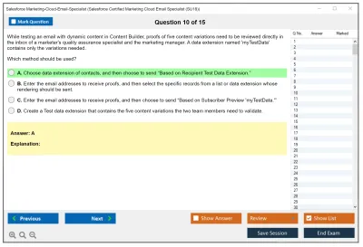 Salesforce Marketing-Cloud-Email-Specialist Salesforce Certified Marketing Cloud Email Specialist Practice test exam simulator test engine exam Prep practice test questions answers Image 10