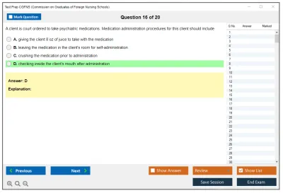Test Prep CGFNS Commission on Graduates of Foreign Nursing Schools Practice test exam simulator test engine exam Prep practice test questions answers Image 16