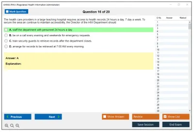 AHIMA RHIA Registered Health Information Administrator Practice test exam simulator test engine exam Prep practice test questions answers Image 16