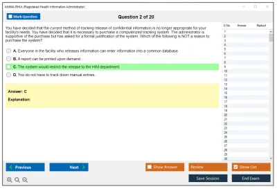 AHIMA RHIA Registered Health Information Administrator Practice test exam simulator test engine exam Prep practice test questions answers Image 2