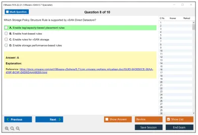 VMware 5V0-22.21 VMware vSAN 6.7 Specialist Practice test exam simulator test engine exam Prep practice test questions answers Image 8