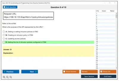 Cisco 300-735 Automating and Programming Cisco Security Solutions (300-735 SAUTO) Practice test exam simulator test engine exam Prep practice test questions answers Image 8