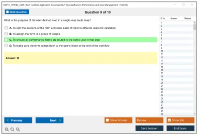 SAP C_THR82_2205 SAP Certified Application AssociateSAP SuccessFactors Performance and Goal Management 1H/2022 Practice test exam simulator test engine exam Prep practice test questions answers Image 9