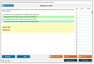 SAP C_ARCIG_2302 SAP Certified Application AssociateSAP Ariba Integration with Cloud Integration Gateway Practice test exam simulator test engine exam Prep practice test questions answers Image 2