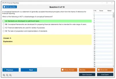 CPA FR Financial Reporting Practice test exam simulator test engine exam Prep practice test questions answers Image 6