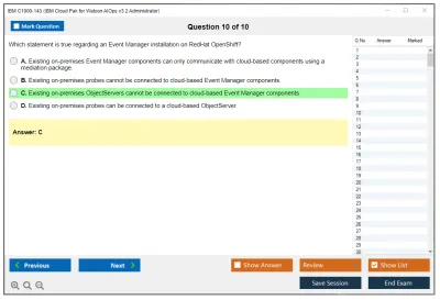 IBM C1000-143 IBM Cloud Pak for Watson AIOps v3.2 Administrator Practice test exam simulator test engine exam Prep practice test questions answers Image 10