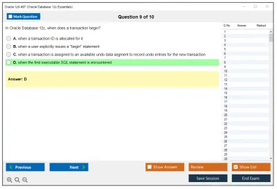 Oracle 1z0-497 Oracle Database 12c Essentials Practice test exam simulator test engine exam Prep practice test questions answers Image 9