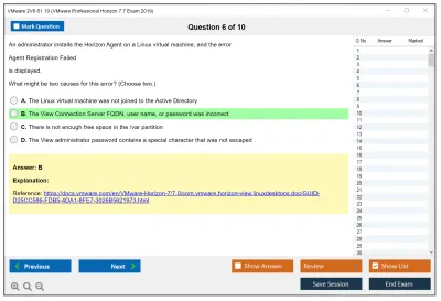 VMware 2V0-51.19 VMware Professional Horizon 7.7 Exam 2019 Practice test exam simulator test engine exam Prep practice test questions answers Image 6