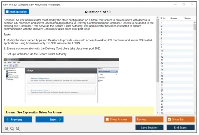 Citrix 1Y0-201 Managing Citrix XenDesktop 7.6 Solutions Practice test exam simulator test engine exam Prep practice test questions answers Image 1