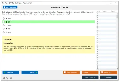 Test Prep HSPT-Test High School Placement Test Practice test exam simulator test engine exam Prep practice test questions answers Image 17