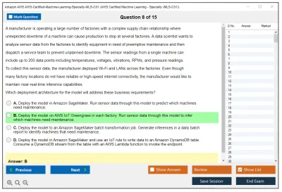 Amazon AWS AWS-Certified-Machine-Learning-Specialty-MLS-C01 AWS Certified Machine Learning - Specialty Practice test exam simulator test engine exam Prep practice test questions answers Image 8