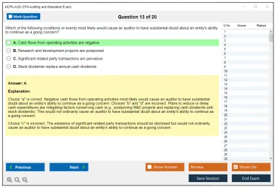 AICPA AUD CPA Auditing and Attestation Exam Practice test exam simulator test engine exam Prep practice test questions answers Image 13