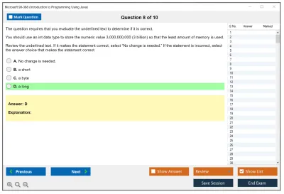 Microsoft 98-388 Introduction to Programming Using Java Practice test exam simulator test engine exam Prep practice test questions answers Image 8