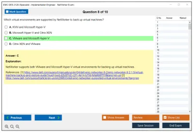 EMC DES-3128 Dell EMC NetWorker Specialist for Implementation Engineers Practice test exam simulator test engine exam Prep practice test questions answers Image 8