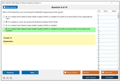 IBM C1000-047 IBM Watson IoT Maximo Solution Architect V1 Practice test exam simulator test engine exam Prep practice test questions answers Image 9