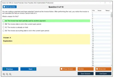Oracle 1z0-1055-22 Oracle Financials Cloud: Payables 2022 Implementation Professional Practice test exam simulator test engine exam Prep practice test questions answers Image 9