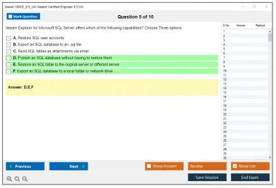 Veeam VMCE_9.5_U4 Veeam Certified Engineer 9.5 U4 Practice test exam simulator test engine exam Prep practice test questions answers Image 5