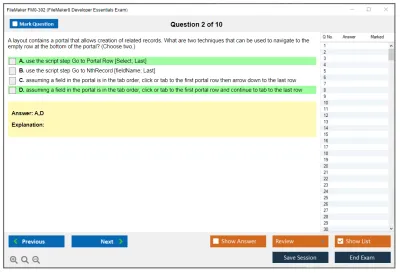 FileMaker FM0-302 FileMaker8 Developer Essentials Exam Practice test exam simulator test engine exam Prep practice test questions answers Image 2