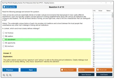 Test Prep PRAXIS-Reading-Section Pre-Professional Skills Test (PPST) - Reading Section Practice test exam simulator test engine exam Prep practice test questions answers Image 6
