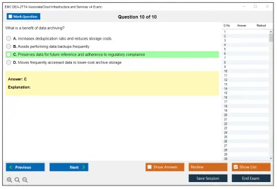 EMC DEA-2TT4 Associate - Cloud Infrastructure and Services v4 Exam Practice test exam simulator test engine exam Prep practice test questions answers Image 10