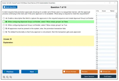Oracle 1z0-329 Oracle Fusion HCM Base Cloud Service 2016 Implementation Essentials Practice test exam simulator test engine exam Prep practice test questions answers Image 7
