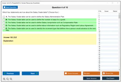 Oracle 1z0-416 PeopleSoft 9.2 Human Resources Essentials Practice test exam simulator test engine exam Prep practice test questions answers Image 4