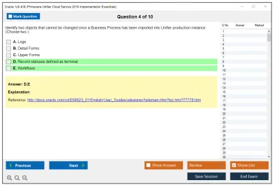Oracle 1z0-439 Primavera Unifier Cloud Service 2016 Implementation Essentials Practice test exam simulator test engine exam Prep practice test questions answers Image 4