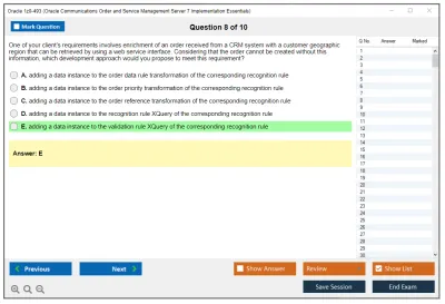 Oracle 1z0-493 Oracle Communications Order and Service Management Server 7 Implementation Essentials Practice test exam simulator test engine exam Prep practice test questions answers Image 8