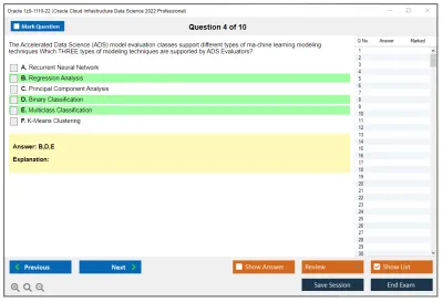 Oracle 1z0-1110-22 Oracle Cloud Infrastructure Data Science 2022 Professional Practice test exam simulator test engine exam Prep practice test questions answers Image 4