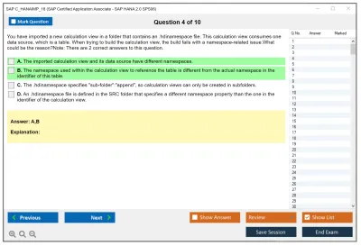 SAP C_HANAIMP_18 SAP Certified Application Associate - SAP HANA 2.0 SPS06 Practice test exam simulator test engine exam Prep practice test questions answers Image 4